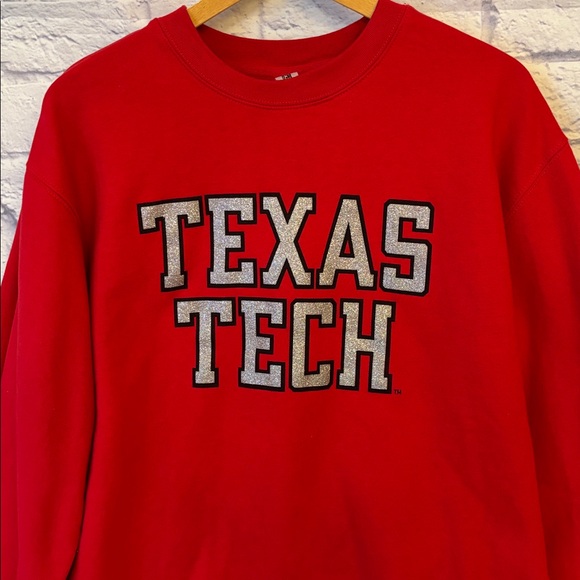 Texas Tech University Red Crewneck Sweatshirt Glitter Letter Graphic Size Large - Picture 3 of 11
